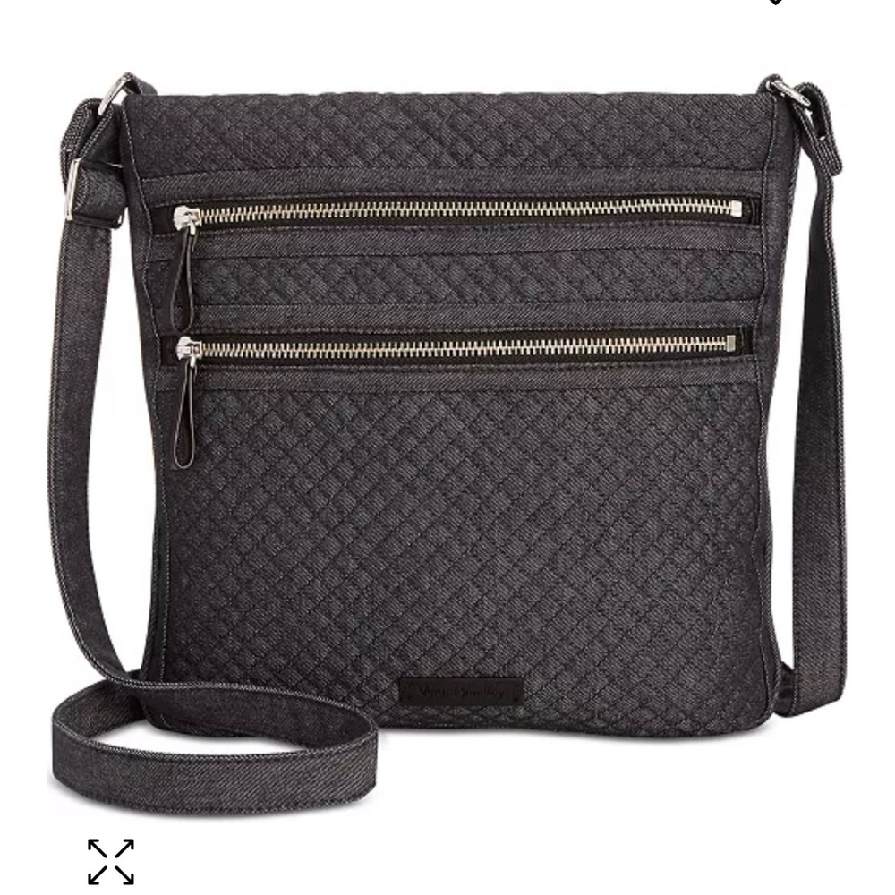 Vera Bradley black Quilted Crossbody Bag. Lots of zippered pockets!